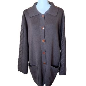VINTAGE Mondi Italian Cable Knit Longer Brown Cardigan L